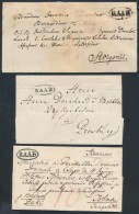 1821-1846 3 Db Portós Levél / 3 Unpaid Covers 'RAAB' - Autres & Non Classés