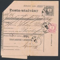 1876 Posta-utalvány Feladóvevénnyel, Szelvénnyel 5kr... - Other & Unclassified