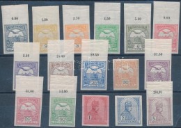 * 1909 Turul Vágott Sor 16f Nélkül (90.000) / Mi 91Y-107Y Imperforate Set Without Mi 98Y (60f... - Autres & Non Classés