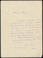 1907 Falu Tamás (1881-1977) Saját Kézzel írt Levele, Aláírással... - Unclassified