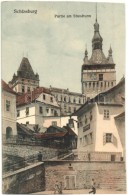 T1/T2 Segesvár, Schässburg, Sighisoara; Óratorony, Utcakép, Schwarz üzlete. Fritz... - Non Classés