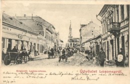 T2 Losonc, Lucenec; Kossuth Lajos Utca, Herz Adolf és Fia üzlete / Street View With Shops - Non Classés