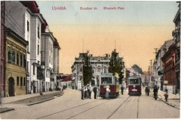 ** T1/T2 Újvidék, Novi Sad; Erzsébet Tér, Villamosok / Elisabeth Platz / Square, Trams - Non Classés