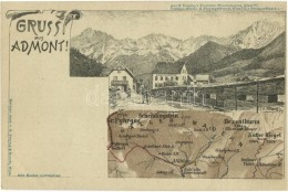 ** T1/T2 Admont, Schell's Gasthaus / Guest House, Map. Kartogr. Anst. Von G. Freytag & Berndt. Litho - Non Classés