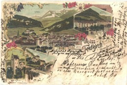 T4 1900 Feldkirch (Vorarlberg), Gurtispitze, Stella Marutina, Schloss Schattenburg, Churer Thor. Art Nouveau... - Non Classés
