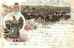 T4 1897 (Vorläufer!) Linz, Linzerin. Joh. Brunthaler's Coat Of Arms, Floral, Litho (r) - Unclassified