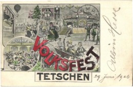 T2 1906 Decín, Tetschen; Volksfest / Carnival, Circus, Advertisement Card - Unclassified