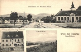 ** T2/T3 Musov, Muschau; Ortstrasse Mit Pollauer Berge, Taya-Brücke, Rathaus Mit Kaiser Josef Denkmal,... - Unclassified