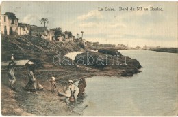 T2/T3 Cairo, Kairo, Le Caire; Bord Du Nil Au Boulac / River Bank With Water Carrying Women (fl) - Non Classés