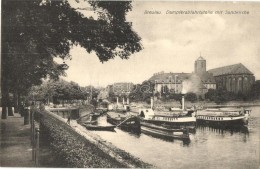 ** T1 Wroclaw, Breslau; Dampferabfahrtstelle Mit Sandkirche / Steamship Port, Church - Non Classés