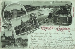* T3 1898 Dresden, Brühl'sche Terrasse, Belvedere, Helbig's Elbterrasse, Landeplatz Der Dampfschiffe / Hotel,... - Non Classés