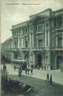 ** T1/T2 Catanzaro, Palazzo Del Governo. Cart. V. Asturi E Figli / Governament Palace, Street View With Tram - Non Classés