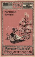 ** T2/T3 1919 Karácsonyi üdvözlet Amerikáról Magyarországnak / Hungarian... - Non Classés