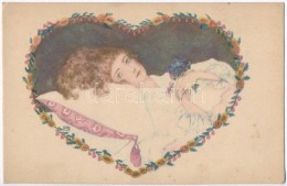 ** T2 Lady In Heart Shaped Floral Frame / Art Nouveau Art Postcard, B.K.W.I. 110-6. S: Mela Koehler - Non Classés