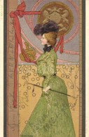 T2 L'Anglaise / English Lady. Art Nouveau Art Postcard. Serie 653. Nr. 3. Emb. Litho S: Basch Árpád - Sin Clasificación