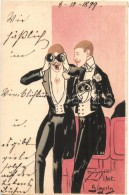 * T2/T3 1899 Zwischen-Act Gigerln / Dandy Men At The Theatre. Art Nouveau Art Postcard Litho (gluemark) - Non Classés