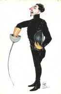 T2 Fencer Caricature. Italian Litho Art Postcard. Proprieta Artistica Riservata Serie 3-56. S: Pippo - Non Classés