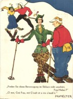 T2/T3 Humorous Skiing Art Postcard. Druck Kifa Innsbruck S: Dr. Hubert Mumelter  (EK) - Non Classés