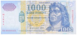 1999. 1000Ft 'MINTA' 'DA 0000044'-es Alacsony Sorszámmal T:I 
/ Hungary 1999. 1000 Forint 'MINTA(SPECIMEN)',... - Sin Clasificación