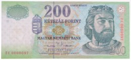 2001. 200Ft 'FB0000097' Alacsony Sorszám T:I / Hungary 2001. 200 Forint 'FB0000097' Low Serial Number C:UNC - Sin Clasificación