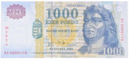 2002. 1000Ft 'MINTA' 'DA 0000170'-es Sorszámmal T:I
/ Hungary 2002. 1000 Forint 'MINTA(SPECIMEN)', 'DA... - Sin Clasificación