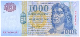 2004. 1000Ft Alacsony 'DB 0000129' Sorszámmal T:I
/ Hungary 2004. 1000 Forint With Low 'DB 0000129' Serial... - Non Classés