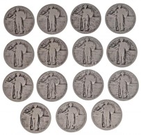 Amerikai Egyesült Államok 1917-1930. 25c Ag 'Standing Liberty' (15x) T:3,3- / USA 1917-1930. 25 Cents... - Unclassified