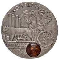 Niue 2011. 1$ Ag 'Borostyánút / Aquileia' Borostyán Darabbal (28,58g/0.925/38mm) T:BU / 
Niue... - Non Classificati