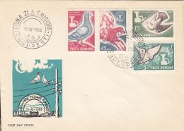ROMANIAN STAMP'S DAY, PIGEONS, MESSENGER, COVER FDC, 1965, ROMANIA - FDC