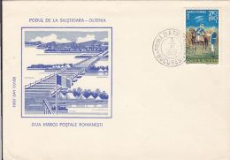 ROMANIAN STAMP'S DAY, SILISTIOARA BRIDGE, MESSENGER, COVER FDC, 1977, ROMANIA - FDC