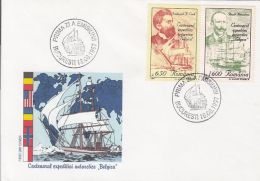 ANTARCTIC EXHIBITION, BELGICA SHIP, F.A. COOK, R. AMUNDSEN, COVER FDC, 1997, ROMANIA - Spedizioni Antartiche