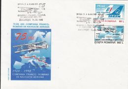 PLANE, FRENCH-ROMANIAN AIR COMPANY, COVER FDC, 1995, ROMANIA - Vliegtuigen