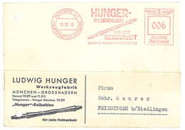 Carte Commerciale Allemagne - Ludwig Hunger Werkzeugfabrik, München - Grosshadern - Publicité