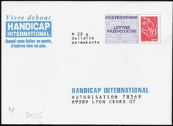 D0015 - Entier / Stationery / PSE - PAP Réponse Lamouche - Handicap International - Agrément 07P399 - Prêts-à-poster:Answer/Lamouche