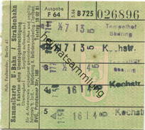 Deutschland - Berlin - BVG Sammelkarte U-Bahn / Strassenbahn 5 Fahrten Ohne Umsteigeberechtigung 1964 - Rückseitig Werbu - Europa