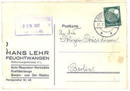 Carte Commerciale Allemagne - Hans Lehr Feuchtwangen - Publicité