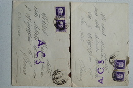 STORIA POSTALE NOLA 1945 - LOTTO DUE BUSTE COMPLETE DI TESTO - TIMBRO ACS - FRANCOBOLLI SOPRASTATATI PM - Andere & Zonder Classificatie