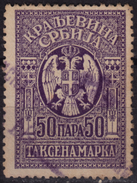 1919 Serbia / Yugoslavia SHS - Revenue Tax Stamp - Used - 50 P - Service