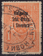 1921 Serbia / Yugoslavia SHS Overprint - Revenue Tax Stamp - Used - 1 Din - Service