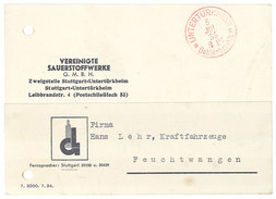 Carte Commerciale Allemagne - Vereinigte Sauerstoffwerke, Stuttgart - Advertising