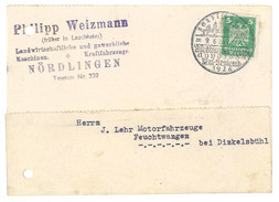 Carte Commerciale Allemagne - Philipp Weizmann, Nördlingen - Advertising