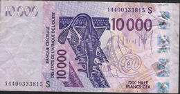 W.A.S. LETTER S GUINEA BISSAU P916Sn ? 10.000 FRANCS  2014 FINE Folds NO P.h. ! - Estados De Africa Occidental