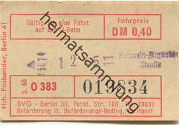 Deutschland - Berlin - U-Bahn Fahrschein BVG-Berlin 1968 - Kaiserin-Augusta-Straße - Europe