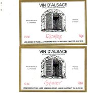 2 Etiquettes Vin D'Alsace Léon Boesch Vignerons à Soultzmatt. Riesling Et Sylvaner. Années 80. - Vino Blanco