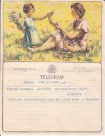 5158FM- MOTHER AND DAUGHTER ON FLOWER FIELD, USED TELEGRAMME, BELGIUM - Sellos Telégrafos [TG]