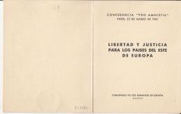 5166FM- LIBERTY AND JUSTICE FOR EASTERN EUROPEAN COUNTRIES, MADRID EXILE, BOOKLET, 3X, 1961, ROMANIA - Covers & Documents