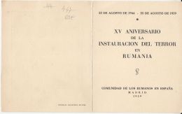 5167FM- INSTAURATION OF TERROR IN ROMANIA, MADRID EXILE COMMUNITY, BOOKLET, 1959, ROMANIA - Cartas & Documentos