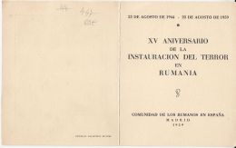 5167FM- INSTAURATION OF TERROR IN ROMANIA, MADRID EXILE COMMUNITY, BOOKLET, 1959, ROMANIA - Covers & Documents