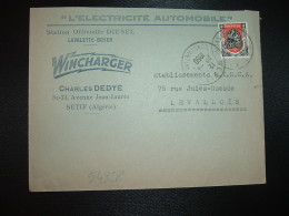 LETTRE TP ALGER 15F OBL.20-4-1950 SETIF +L'ELECTRICITE AUTOMOBILE STATION OFFICIELLE DIESEL LAVALETTE BOSCH WINCHARGER - Brieven En Documenten