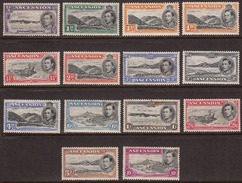 Ascension 1938-53 Mint No Hinge, Davit Flaw (1.5d), Sc# , SG 38,39,39a,40,40a,41,42,42a,42c,43,44,45,46,47 - Ascensione